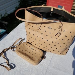 Coach Lasercut Butterfly Tote with Matching Doublezip Crossbody